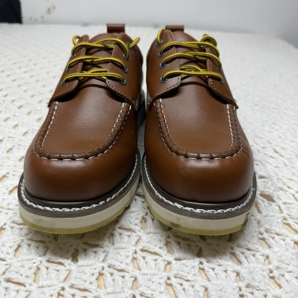 Handpoint Soft Toe Leather Oxford Work Shoes Men's 13 EE Brown Oil Resistant